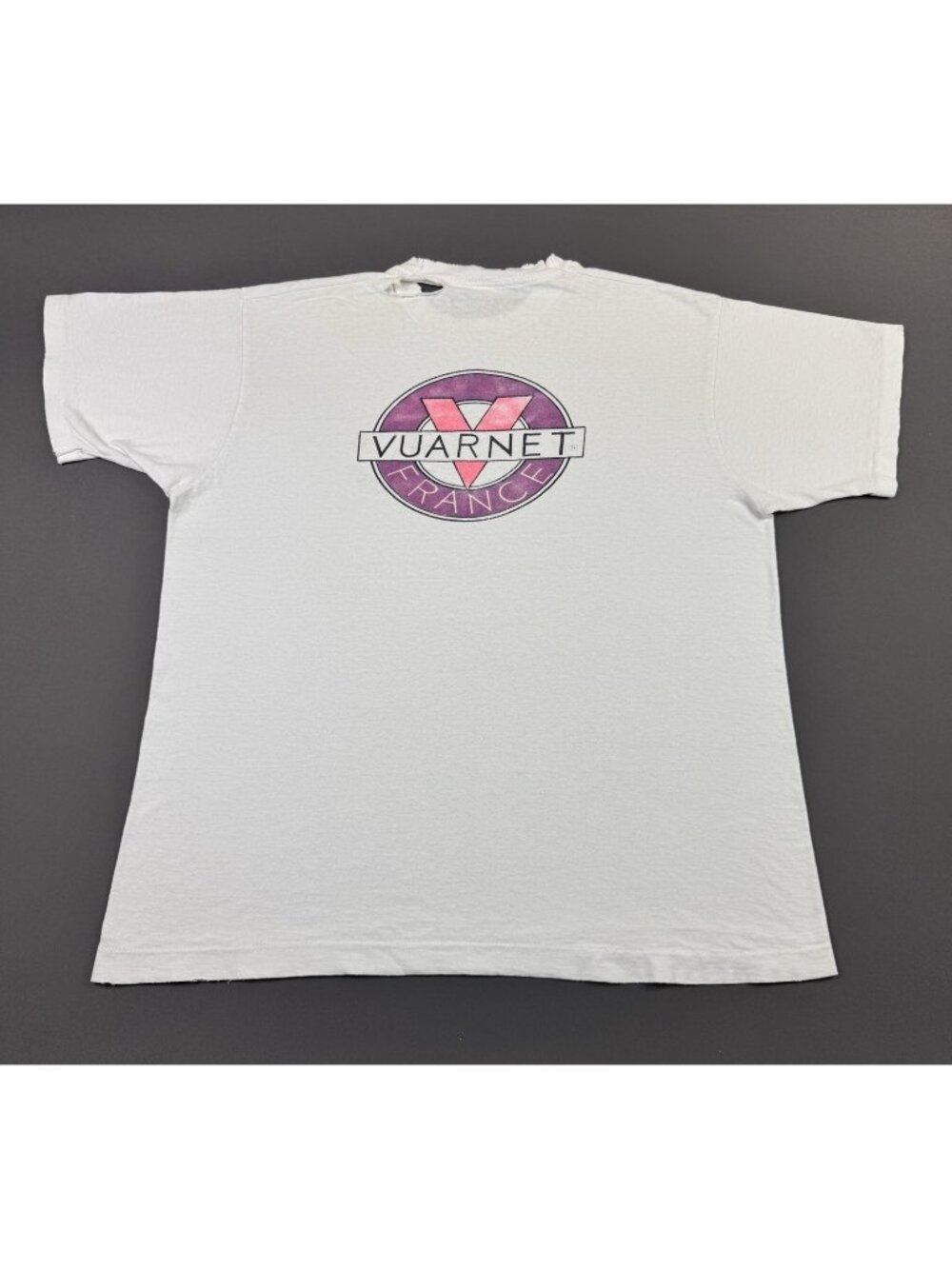 Rare Vintage 90s Vuarnet France Logo Streetwear Designer Single Stitch White Tee